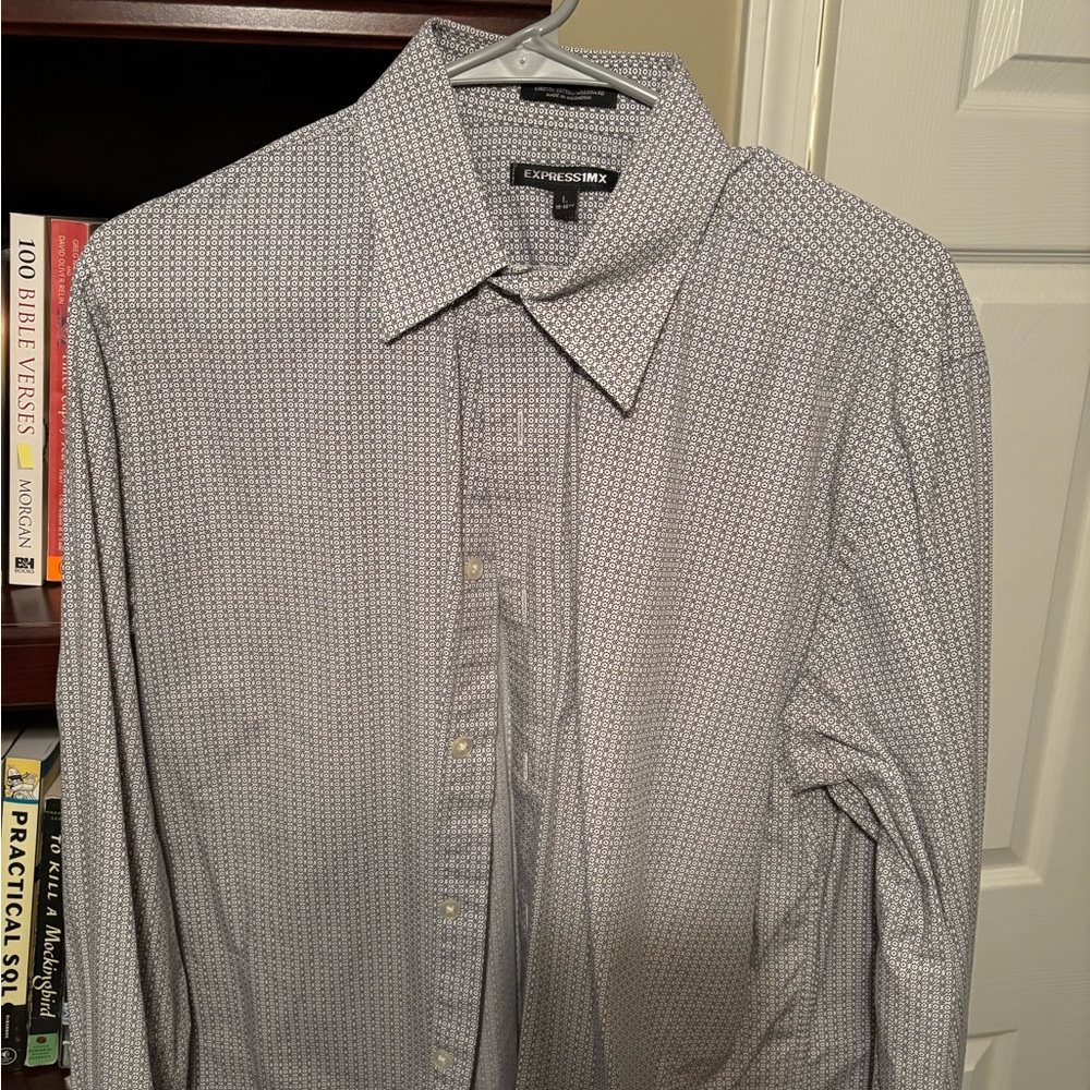 Express Black and White Geometric Shirt